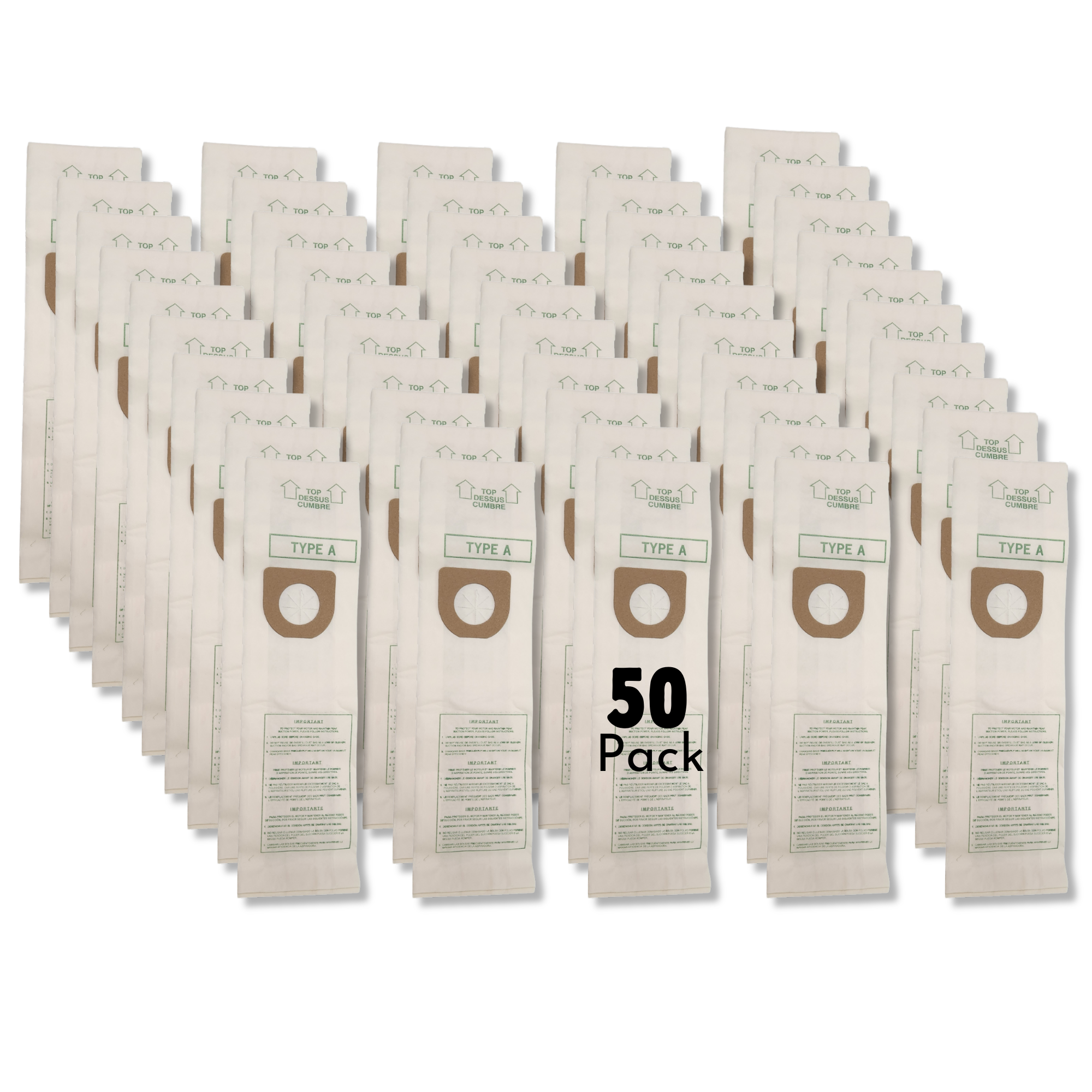 The Better Bundle 50 Premium Vacuum Bags Compatible w Hoover Type A, Made in USA - VacBagsUSA
